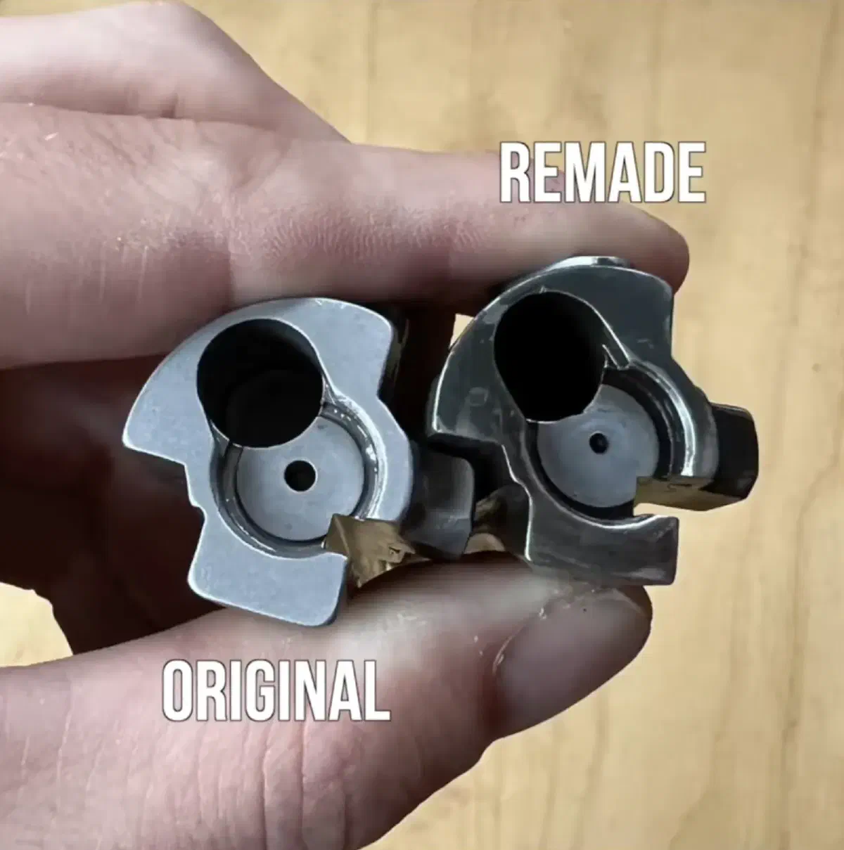 the original bolt face vs a newly-made 6.5 Grendel bolt