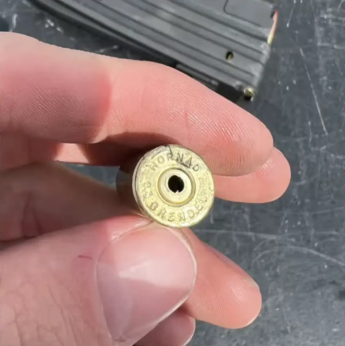 a punctured primer from an overly enthusiastic AK firing pin