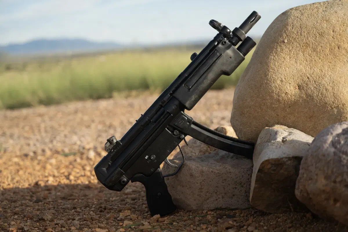 Finished MP5 against the rocks