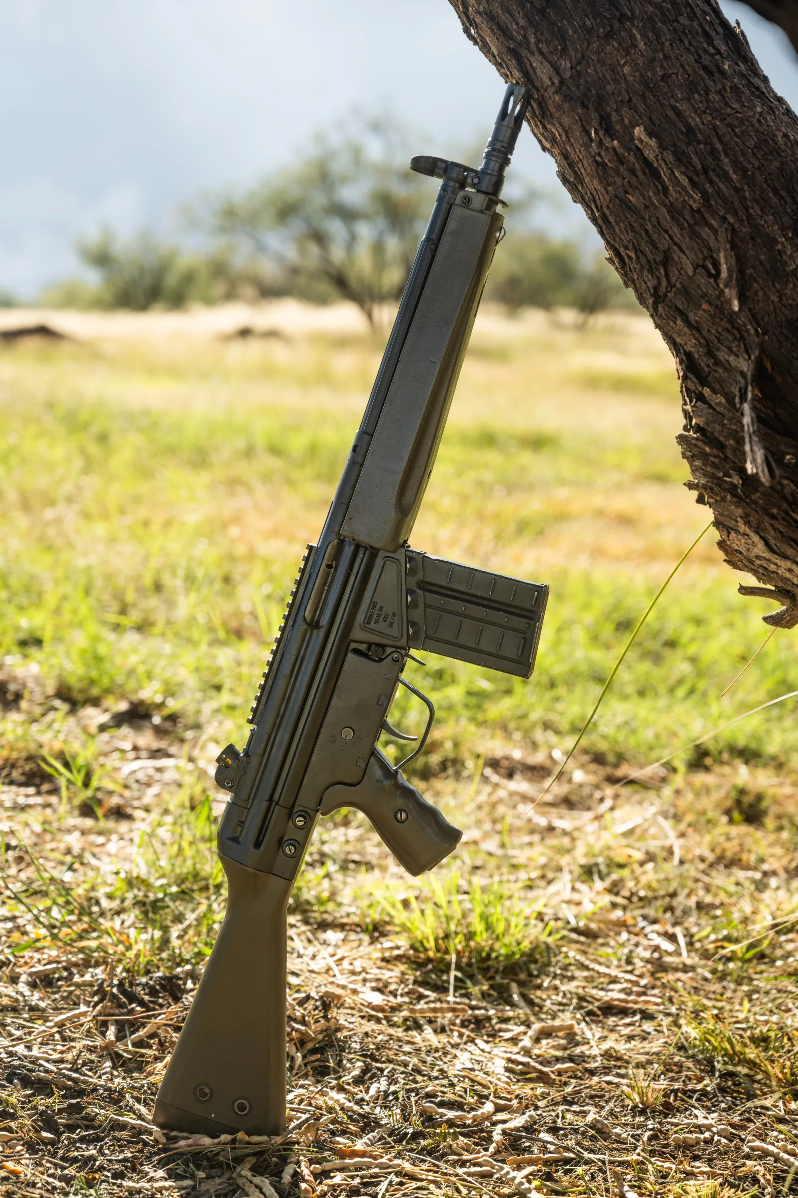 G3K clone on an FMP parts kit, leaning against a tree